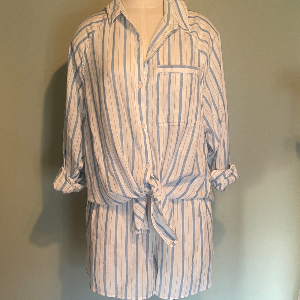 Aerie Blue and White Striped Lounge Set